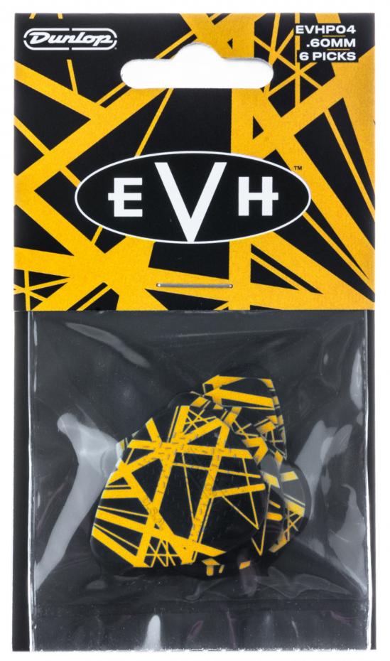 Dunlop EVH Black With Yellow Stripes VH II Picks, Players Pack, 6 pcs., 0.60 mm