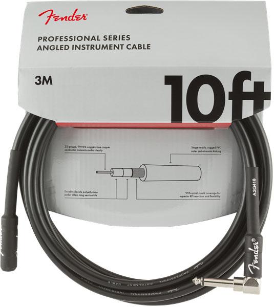 Fender Professional Series Instrument Cables Straight/Angle 3m Black