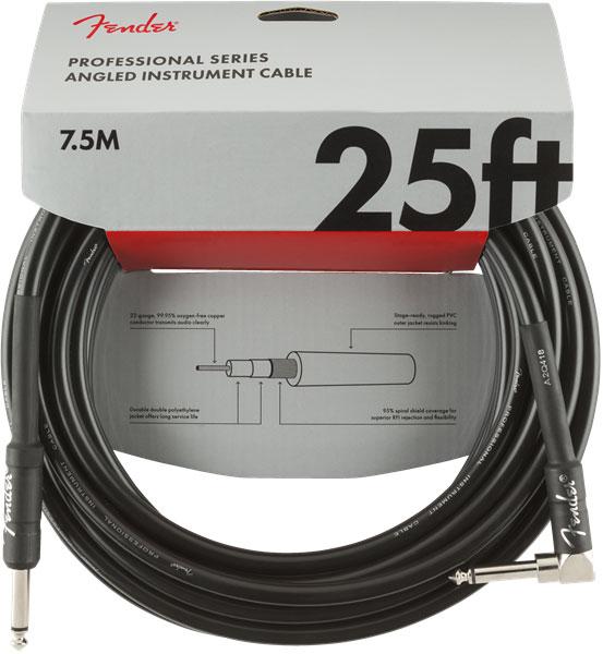 Fender Professional Series Instrument Cables Straight/Angle 7,5m Black