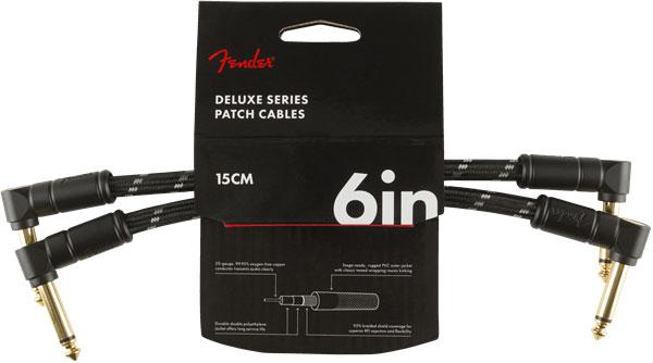 Fender Deluxe Series Instrument Patchcables (2-Pack) Angle/Angle 15cm Black Tweed