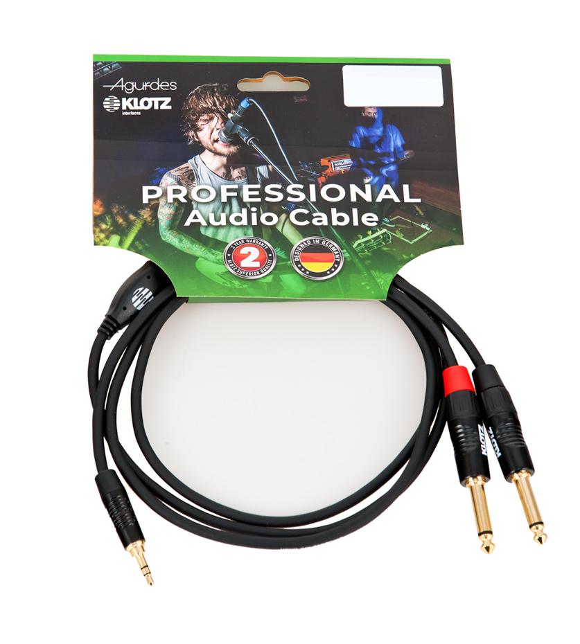 Agurdes Cables 1xStereo Miniklinke 3,5mm-2xMono Klinke 6,3mm 0,9m